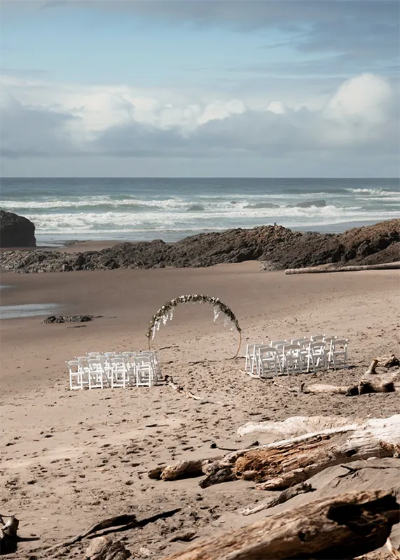 Inn at Spanish Head Beach Wedding Ceremony Aisle Setup